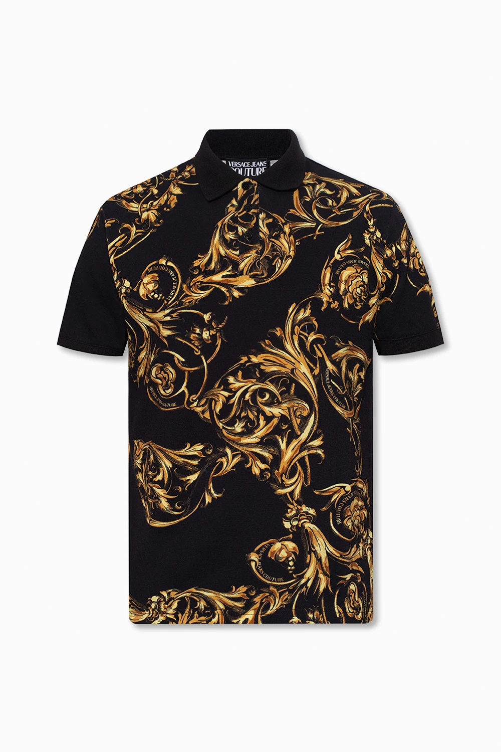 BLACK Barocco-printed polo shirt