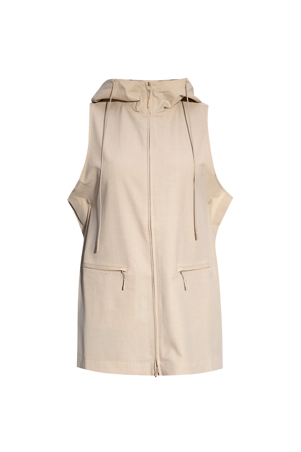 beige Hooded vest