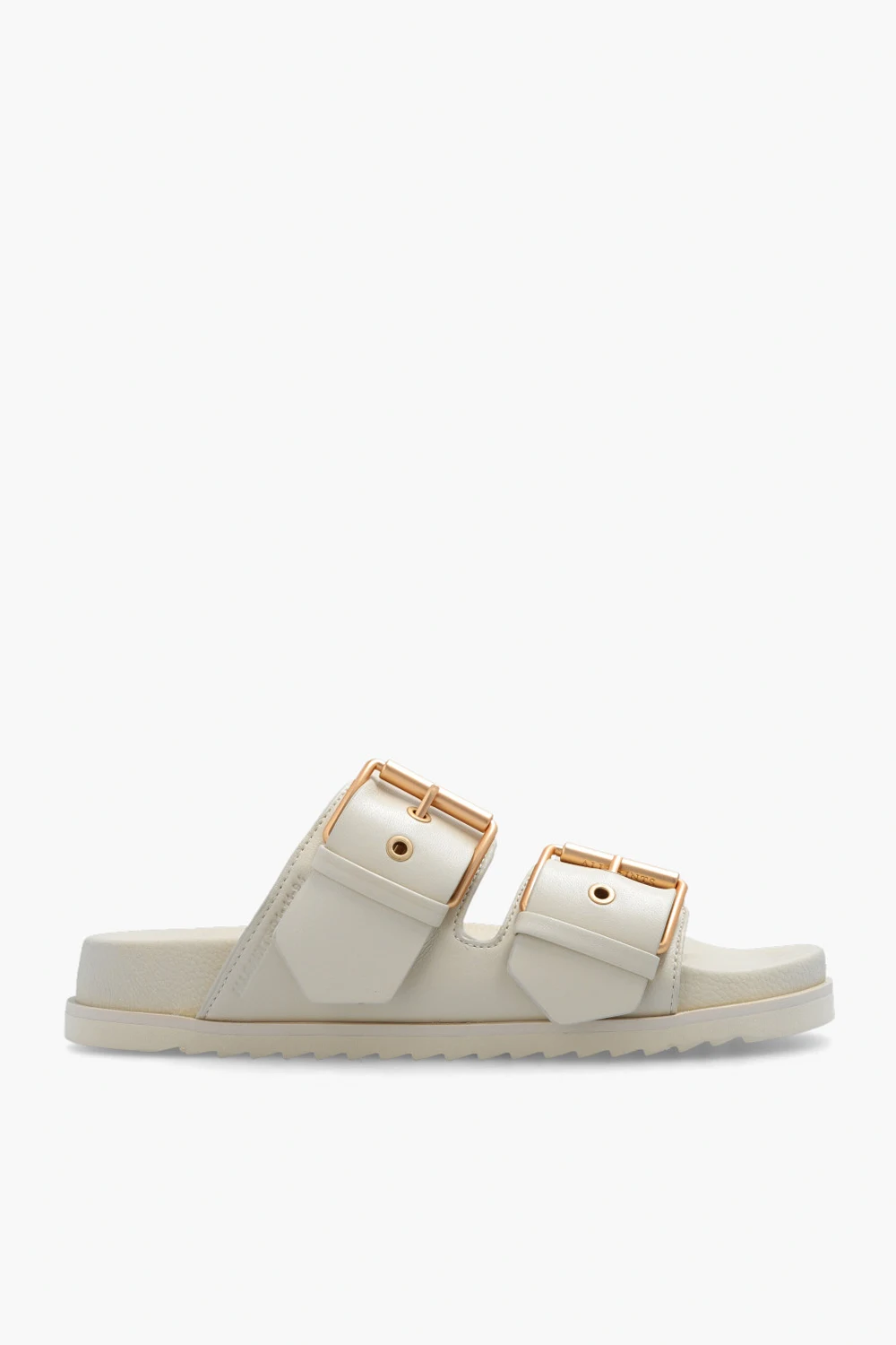 cream ‘Sian’ leather slides