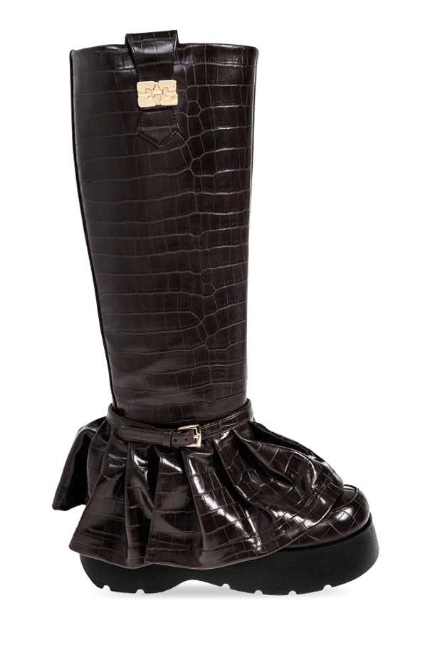 BRĄZOWY Buty na platformie