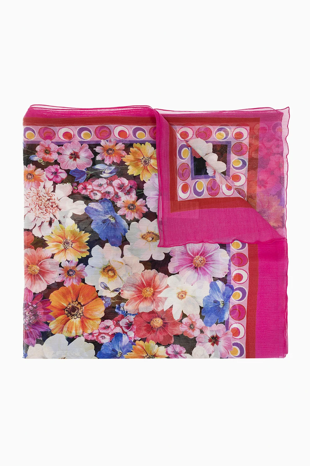 PINK Silk scarf with floral motif