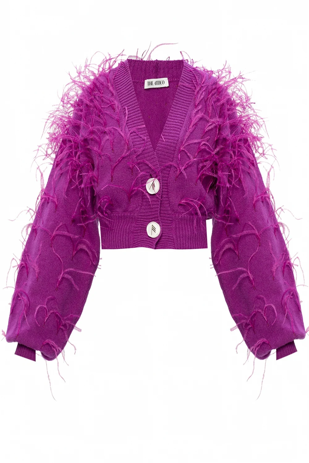 Cardigan with ostrich feathers