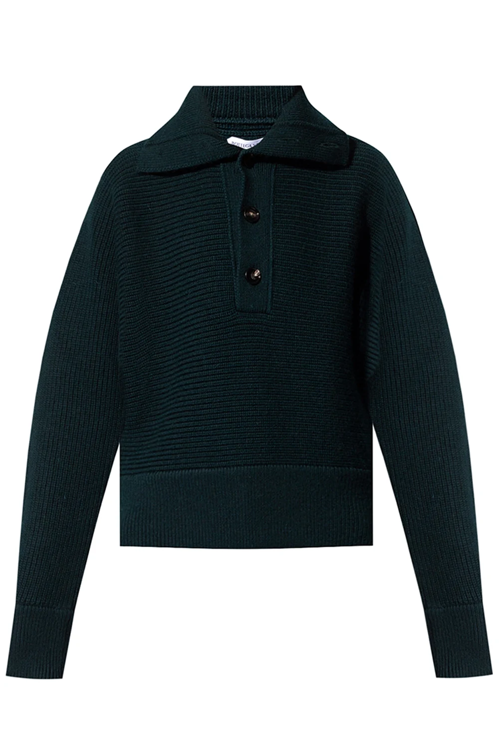 GREEN Knitted sweater with collar