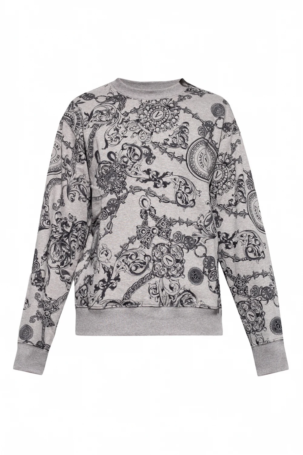 GREY Sweatshirt with Baroque print