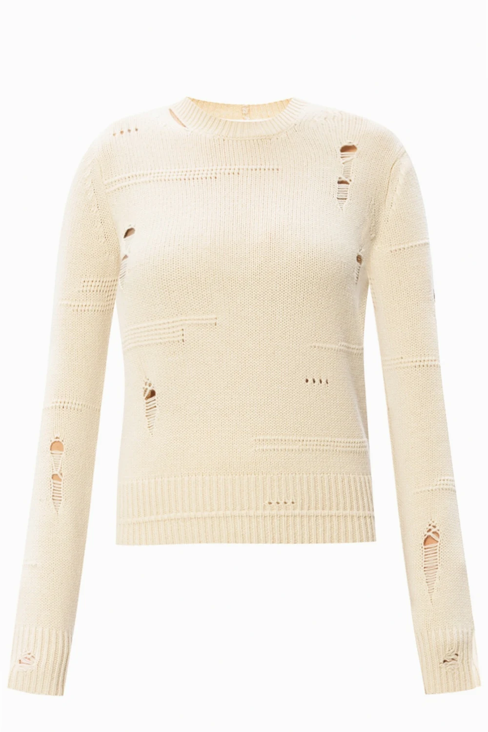 Knitted sweater with raw edge