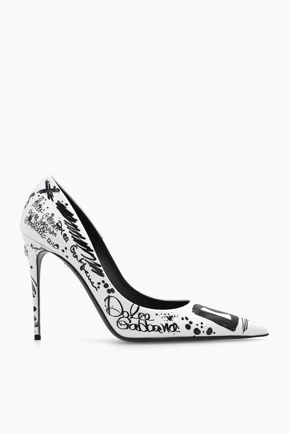 WHITE Patterned stiletto pump