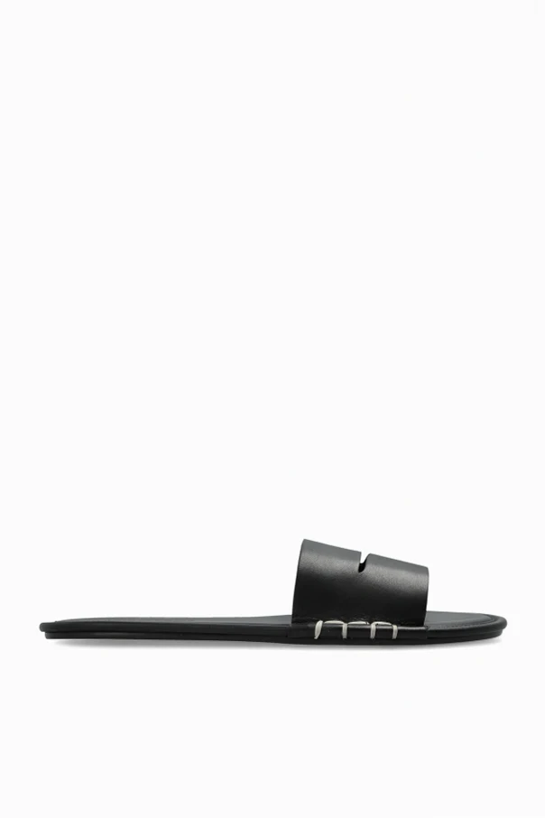 BLACK Leather slides