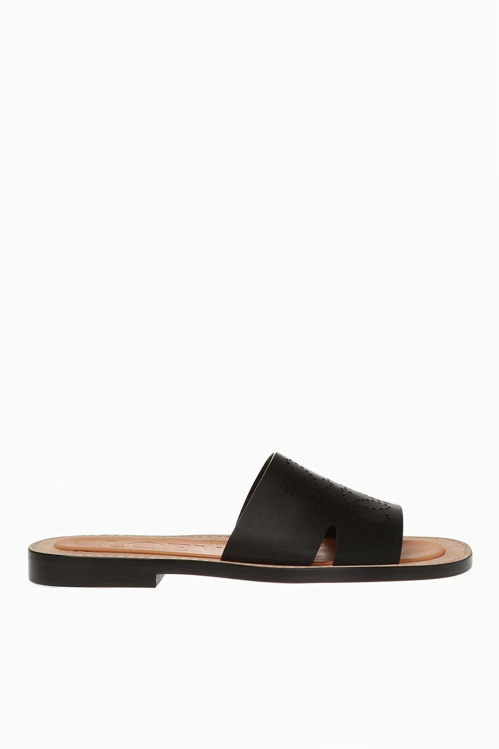 BLACK Mules with perforated logo