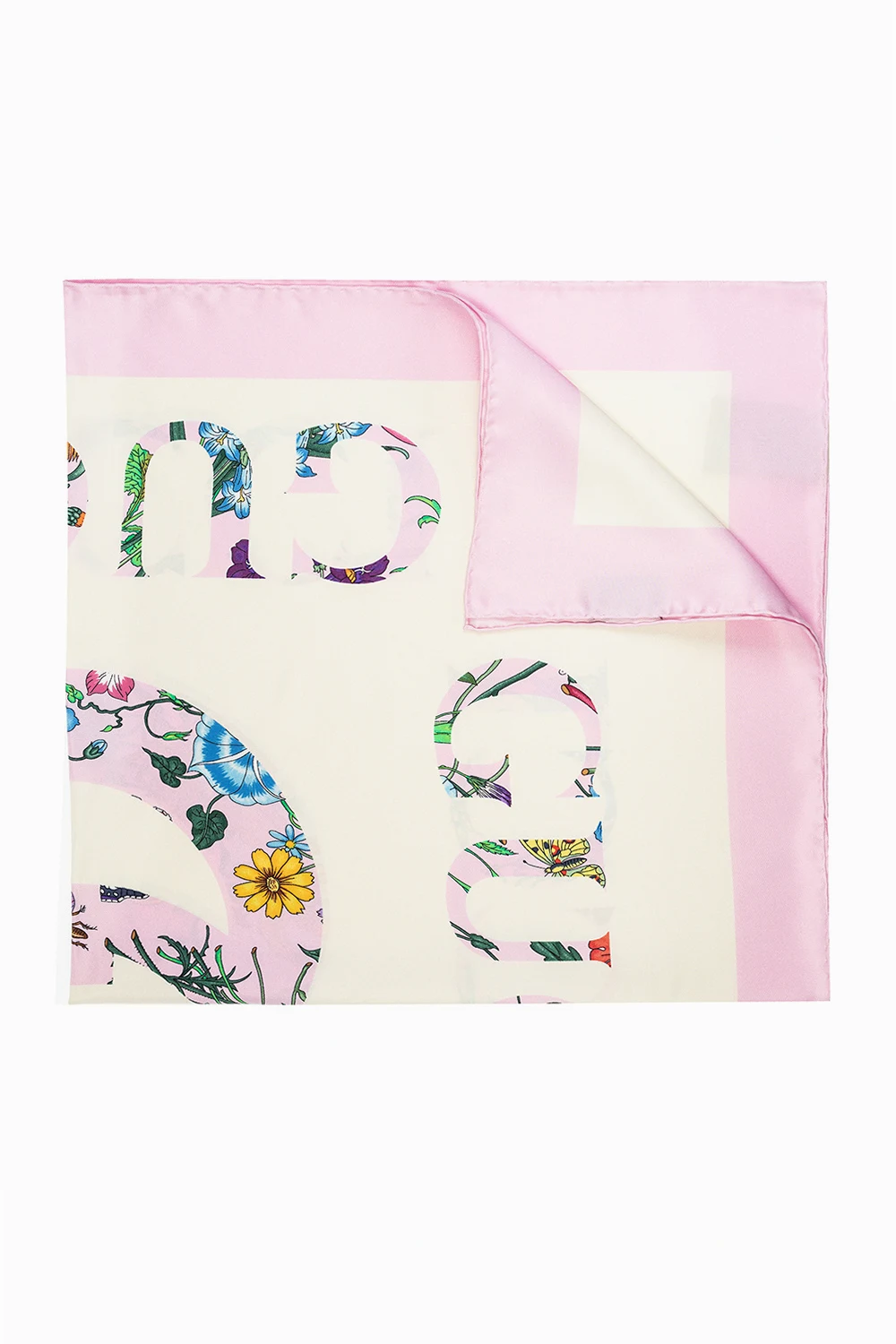 cream Silk scarf with logo