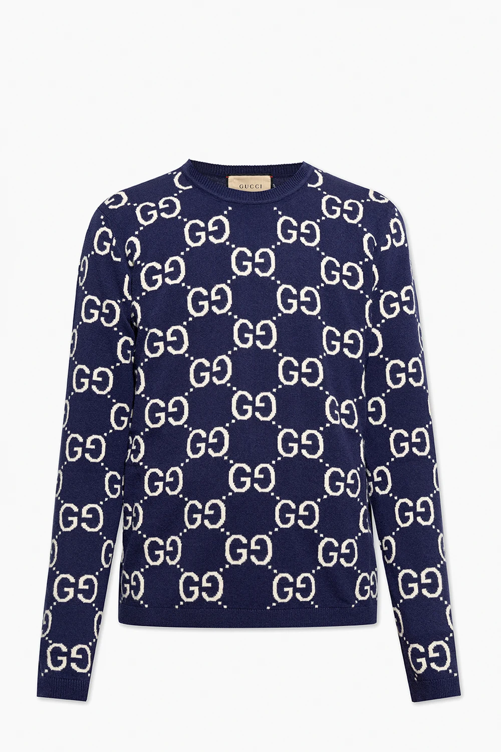 NAVY BLUE Wool sweater with monogram