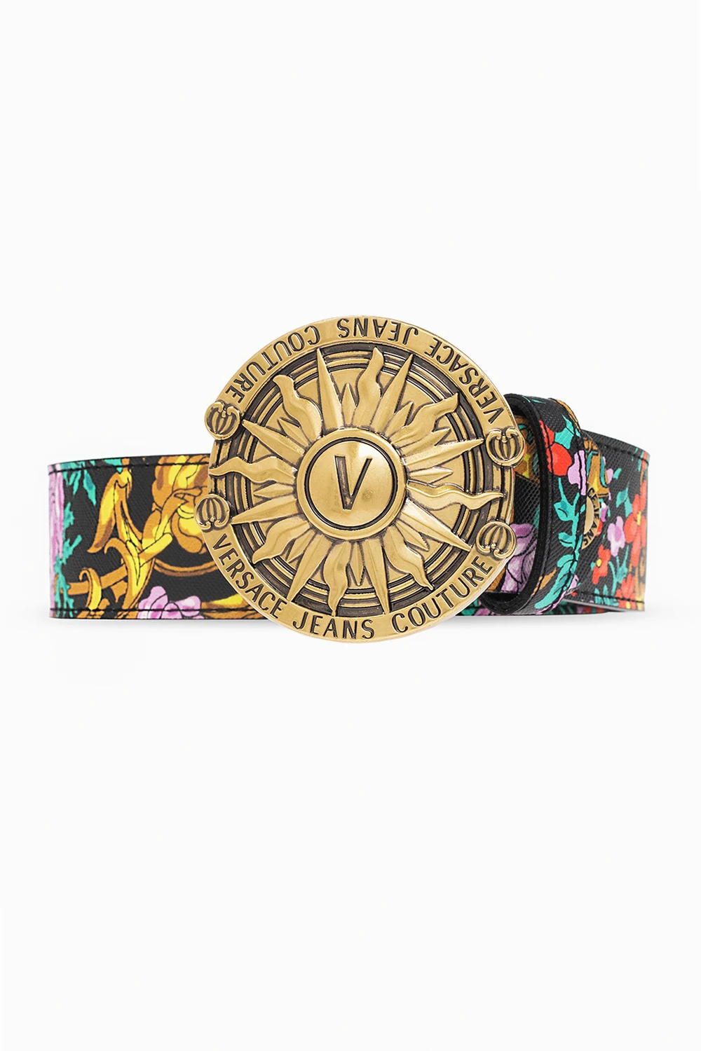 BLACK Belt with ‘Sun Flower Garland’ print