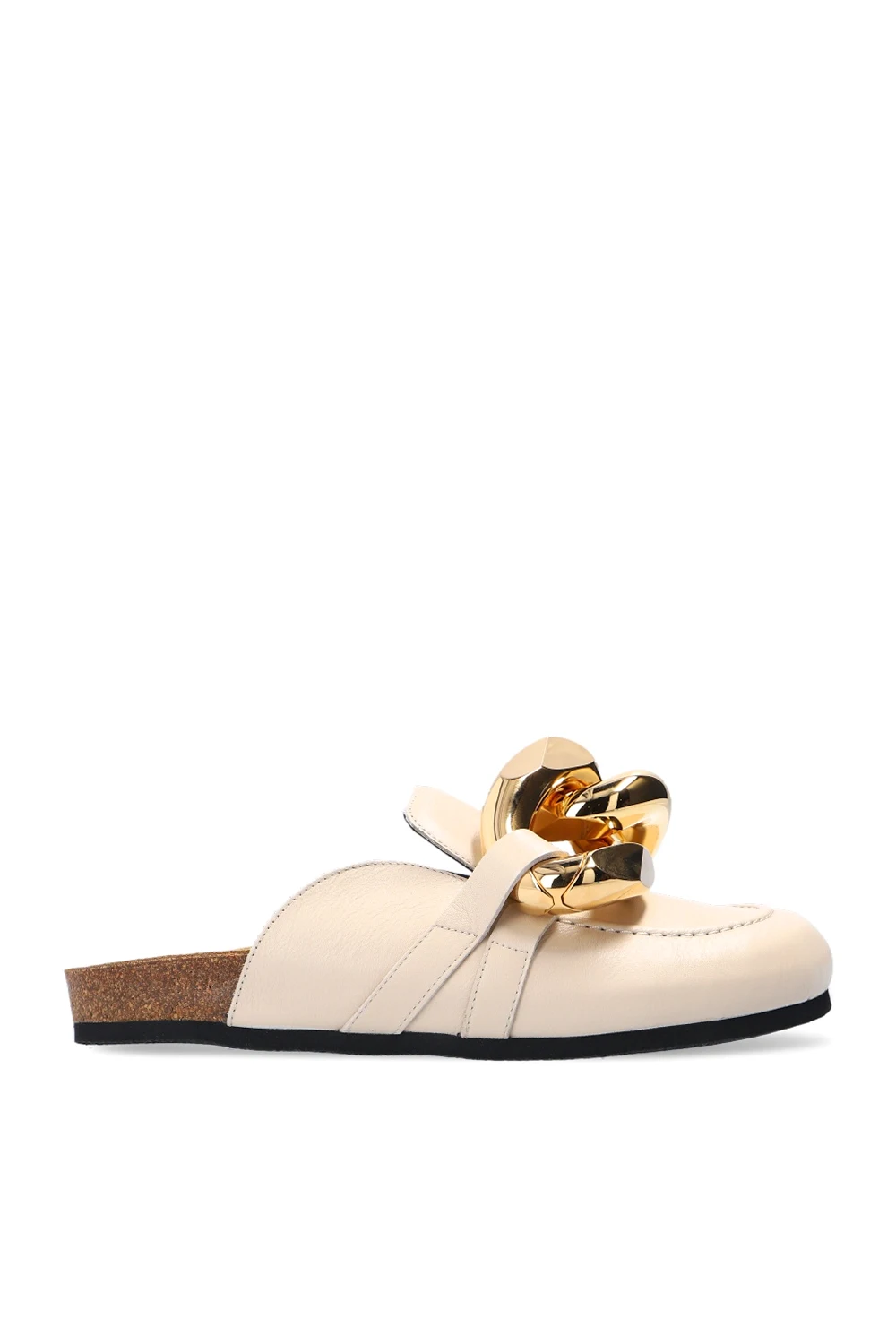 beige Leather loafer slides