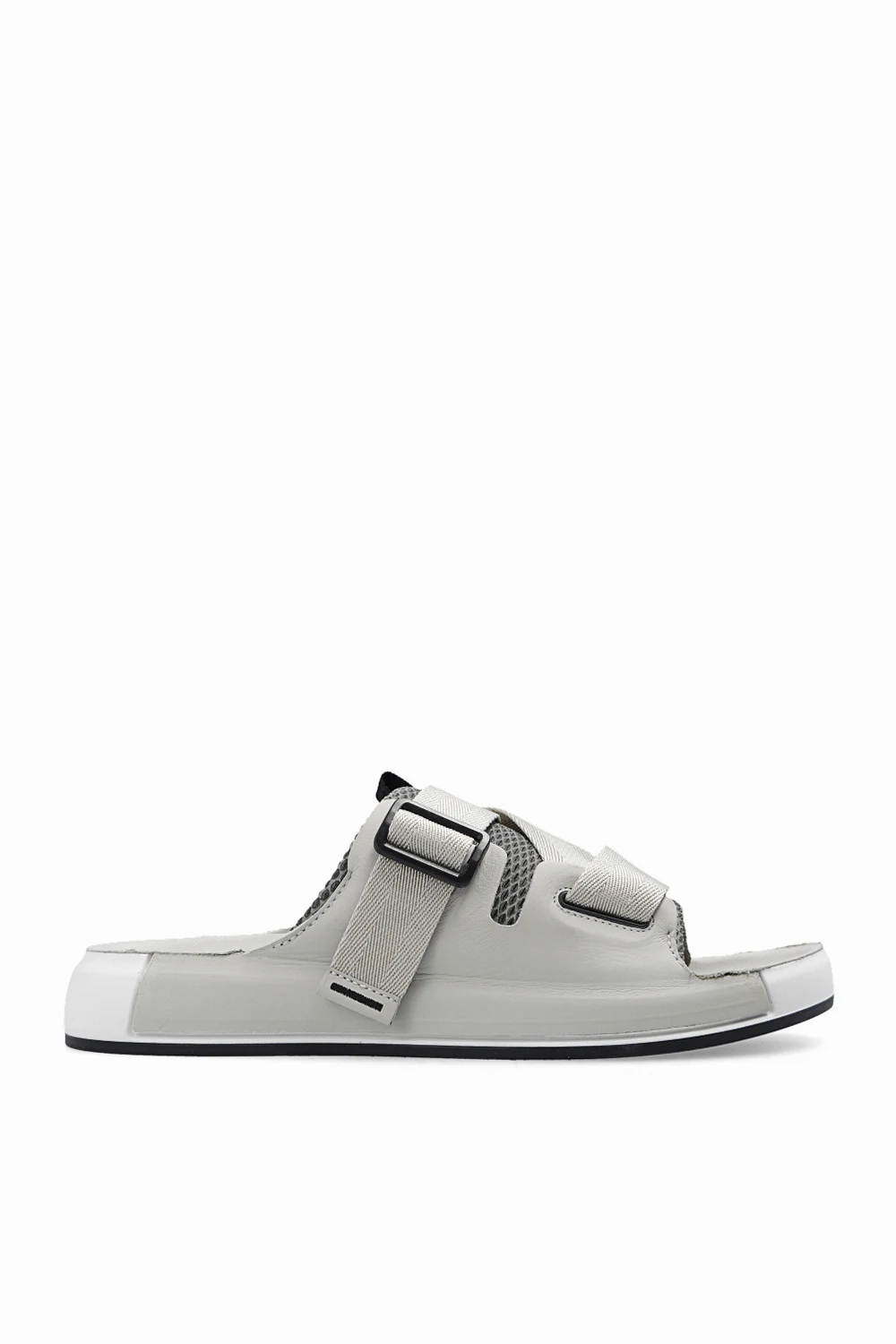 Leather slides with logo