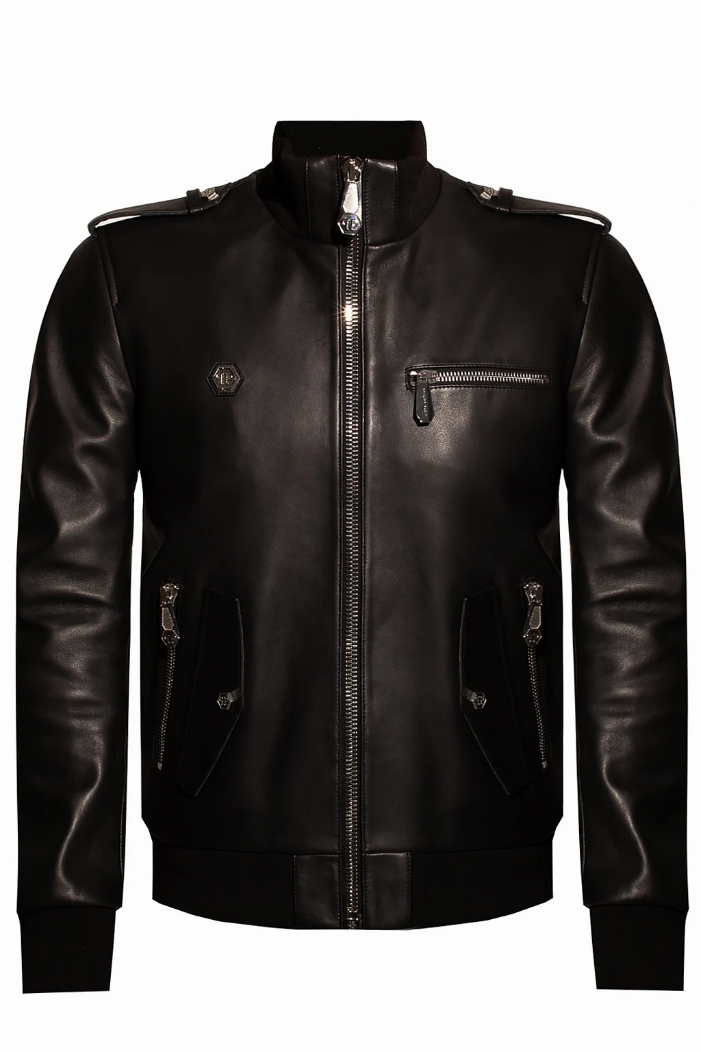 BLACK Biker jacket with logo