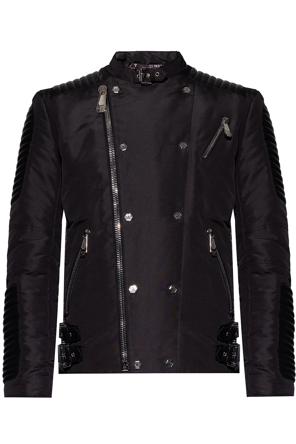 Jacket with band collar