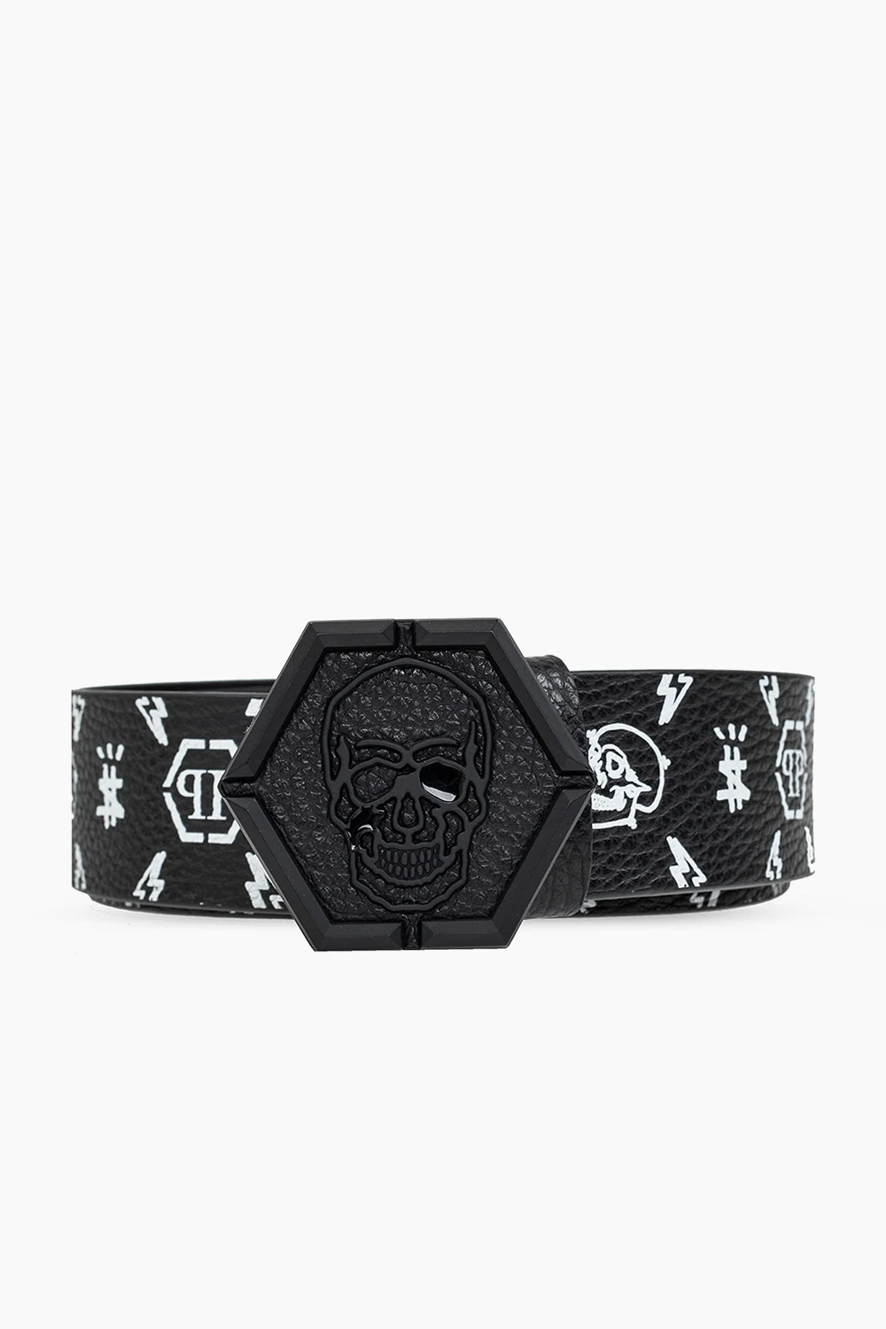 Leather belt with logo
