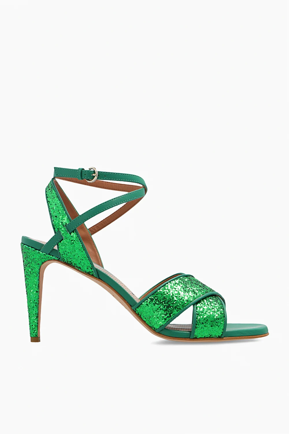 GREEN ‘Sleek’ heeled sandals with glitter