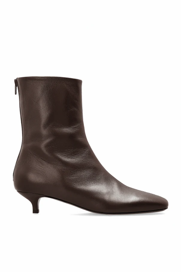 BROWN Leather heeled ankle boots