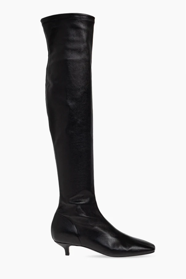 BLACK Leather heeled boots