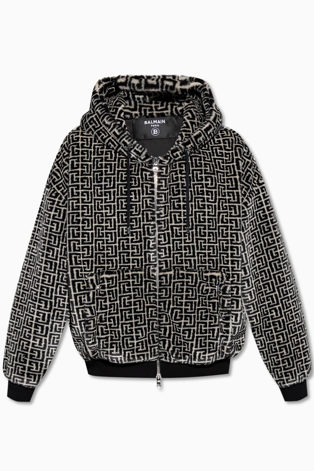 GREY Faux fur hoodie