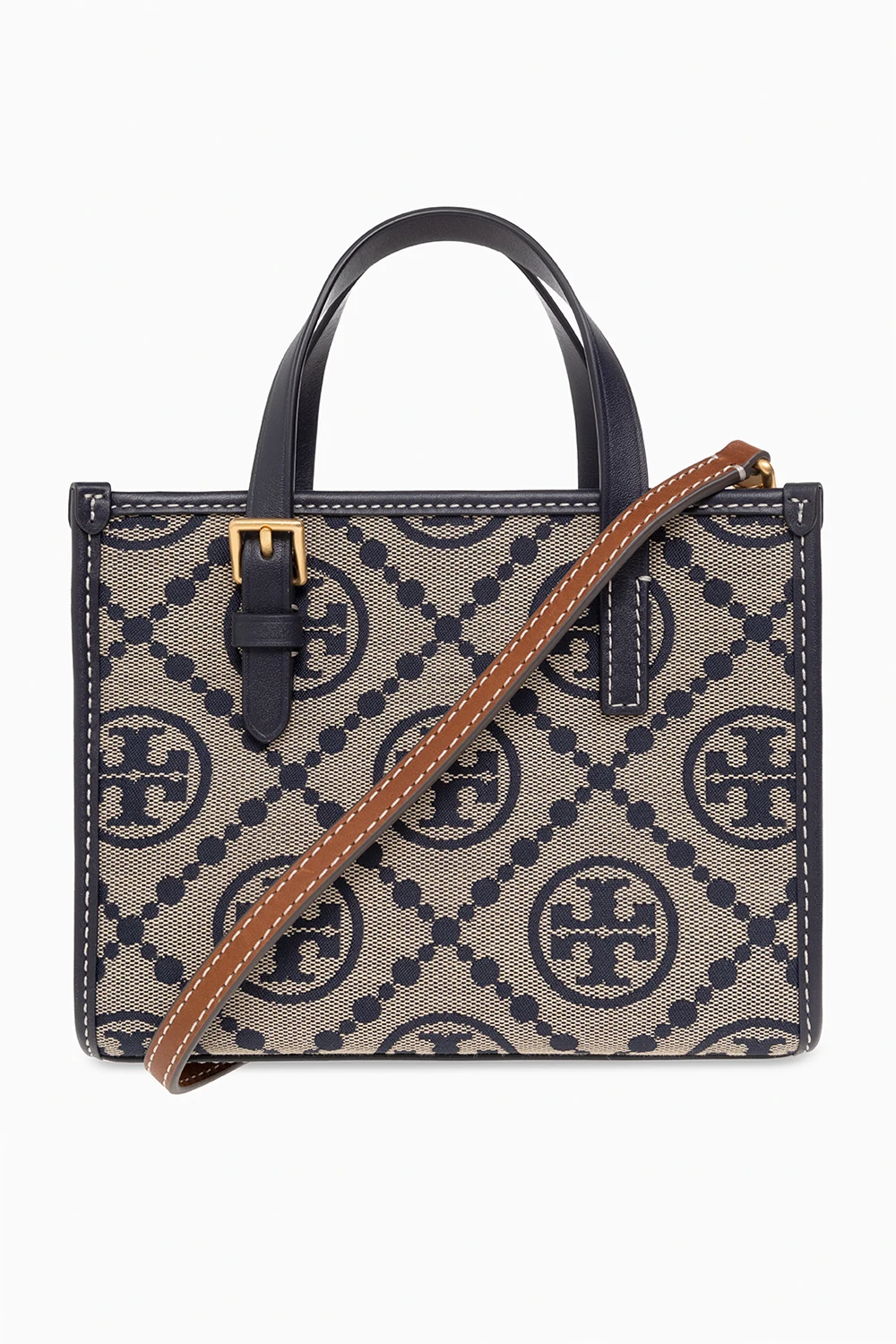 beige ‘T Monogram’ Mini’ jacquard shoulder bag