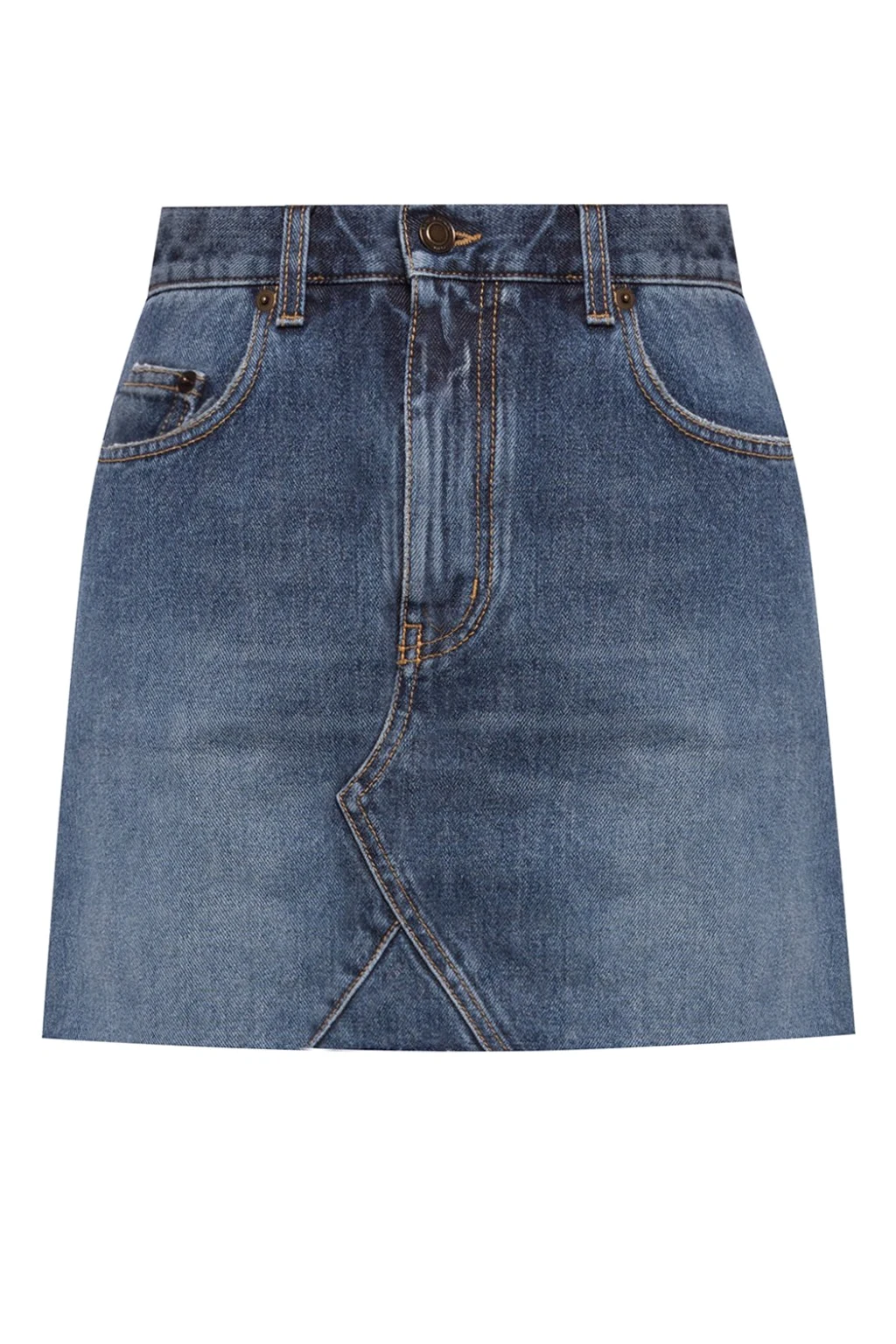 Raw hem denim skirt