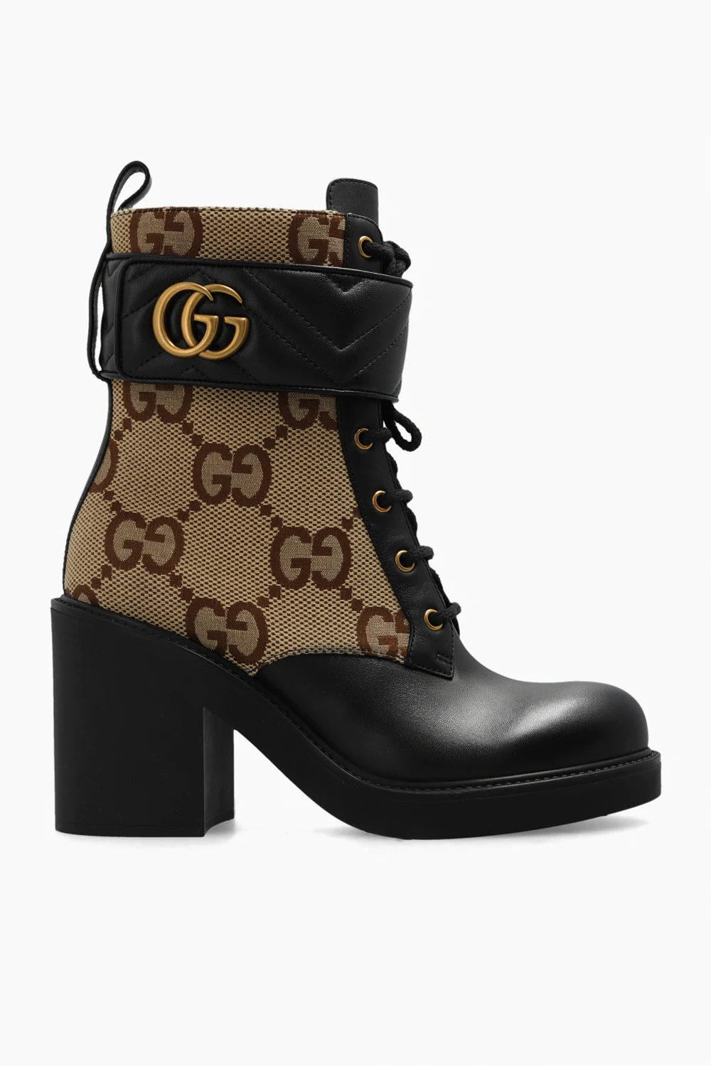 beige Heeled ankle boots with monogram
