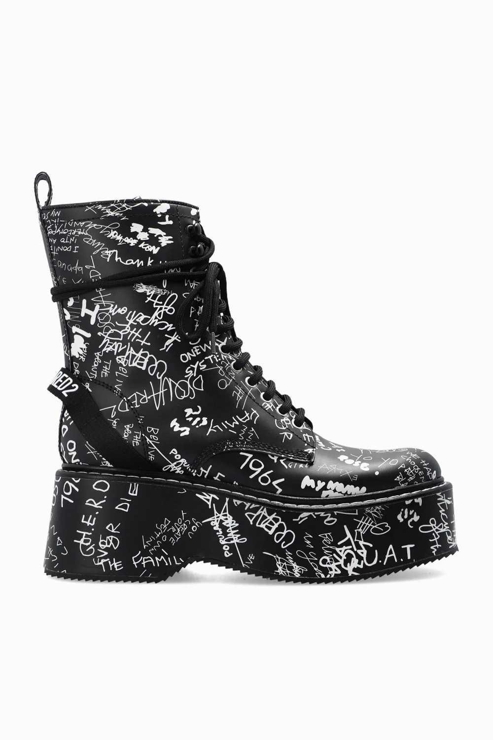 BLACK ‘Scribbles’ wedge ankle boots