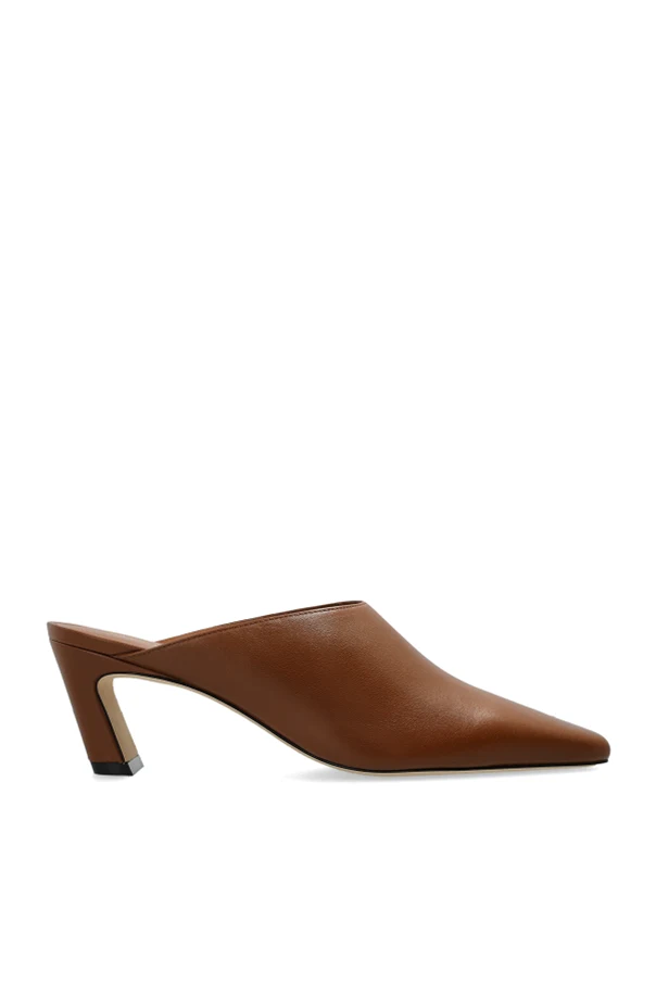 BRĄZOWY Klapki na obcasie `Stassi`