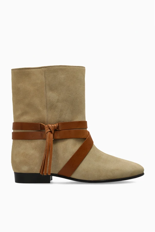 beżowy Zamszowe botki `Rejen`