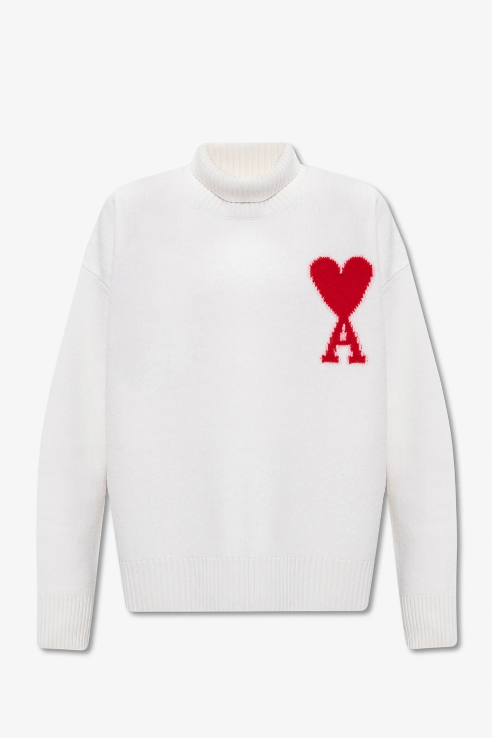 cream Turtleneck sweater with logo