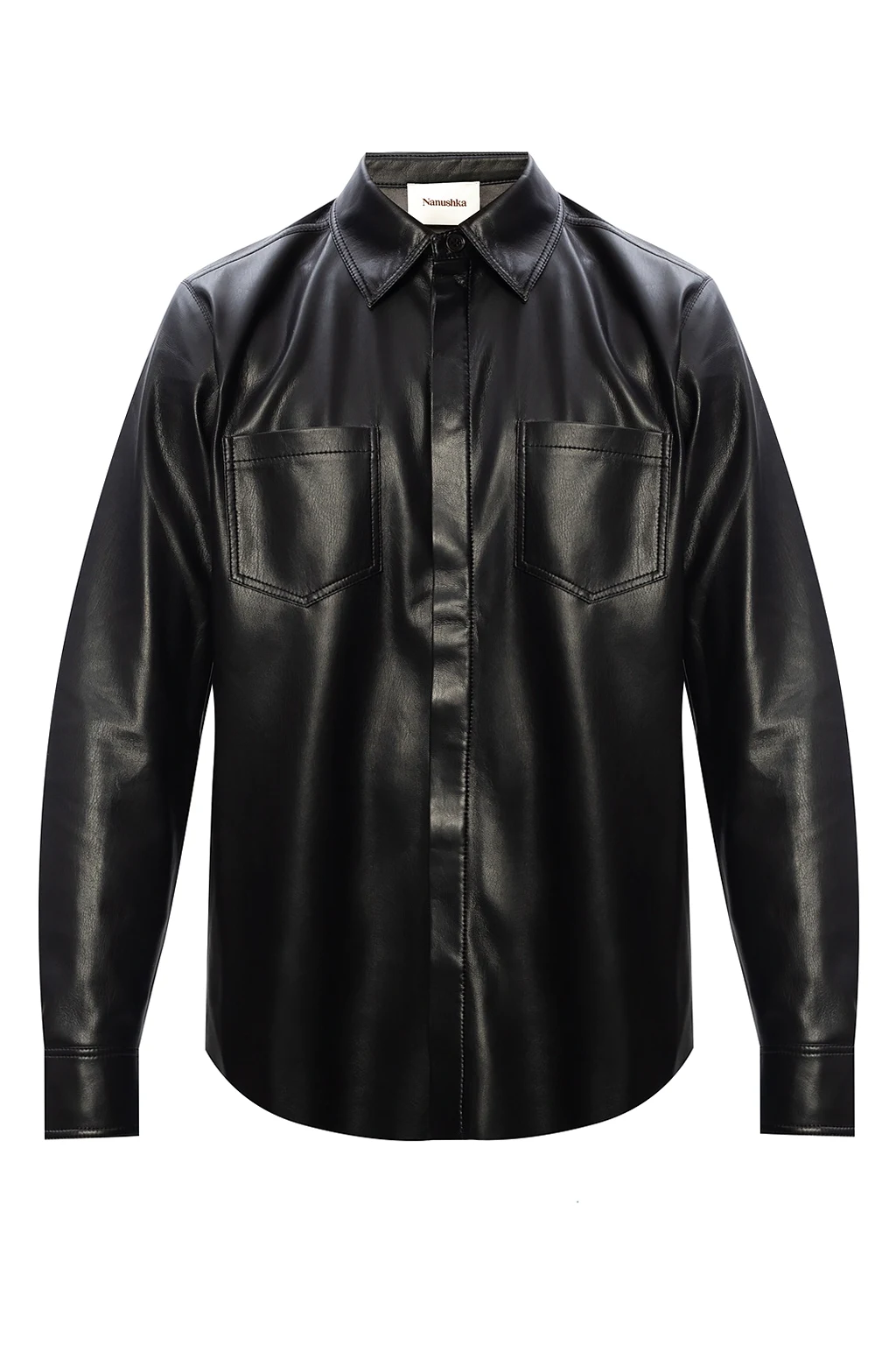 BLACK Vegan-leather shirt