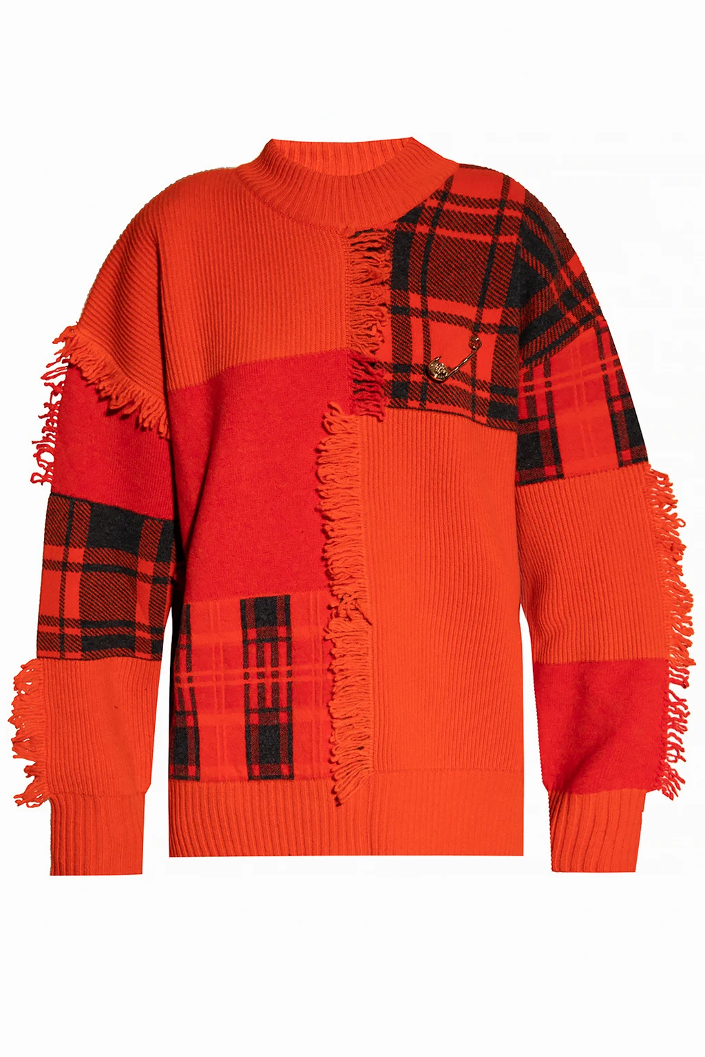 Pleciony sweter z agrafką