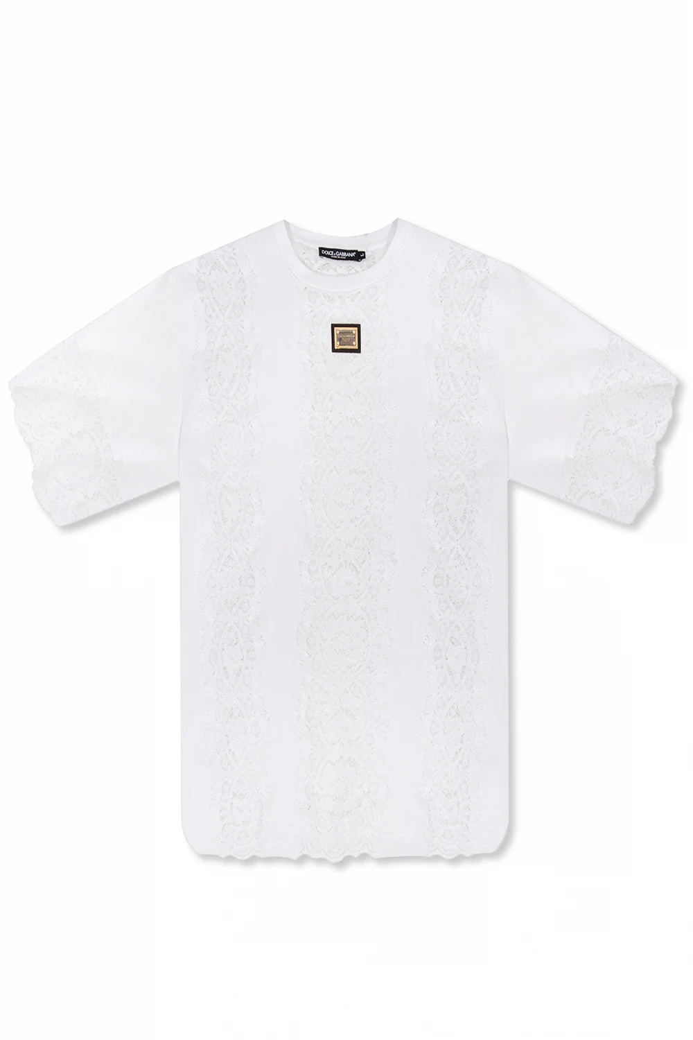 WHITE Lace-trimmed T-shirt