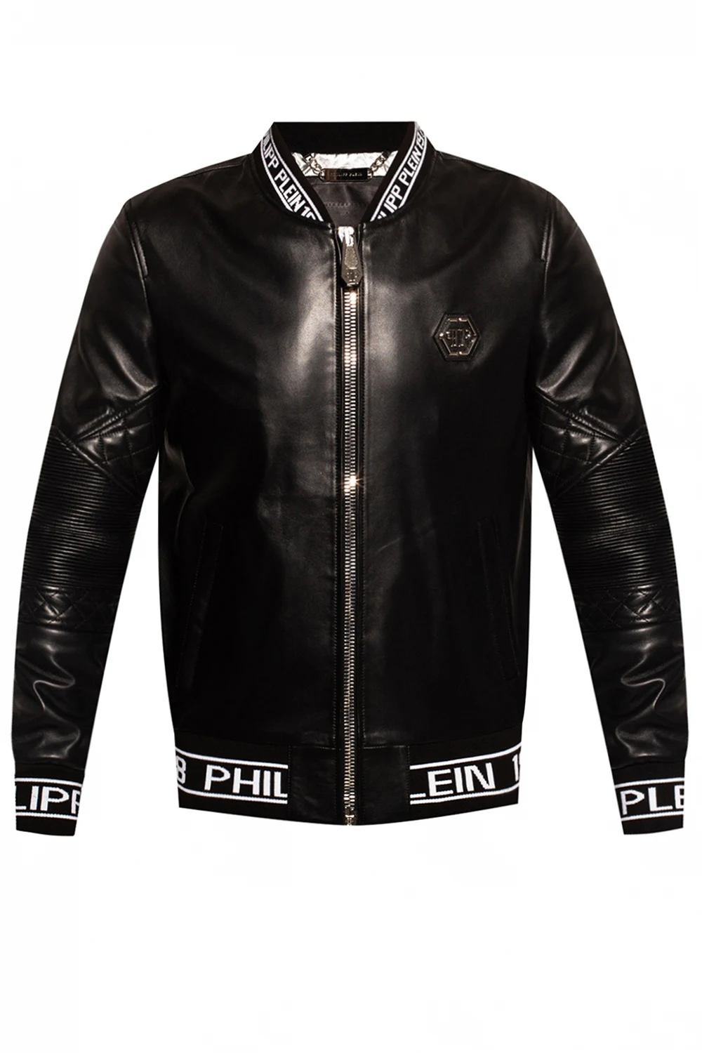 Leather bomber jacket