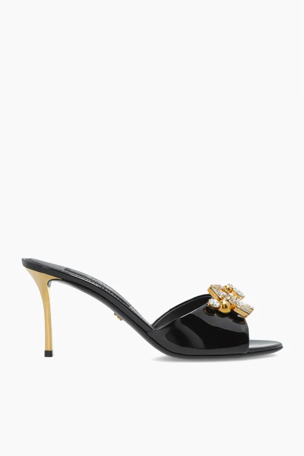 BLACK Heeled mules with embellishment