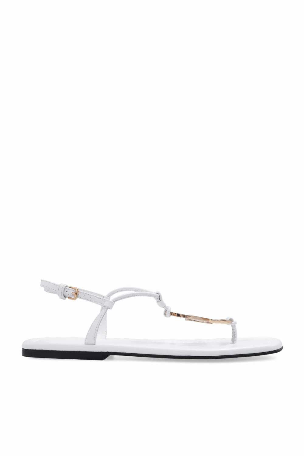 WHITE Lather sandals with logo