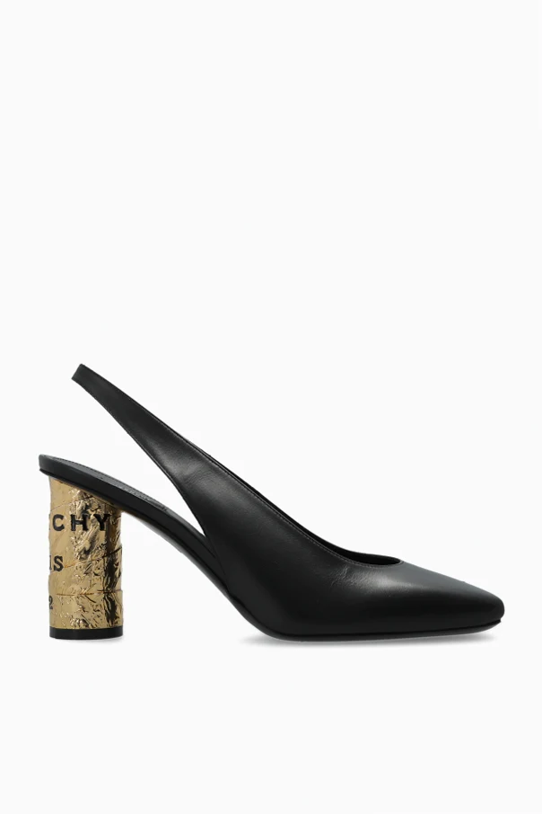 BLACK Leather heeled shoes