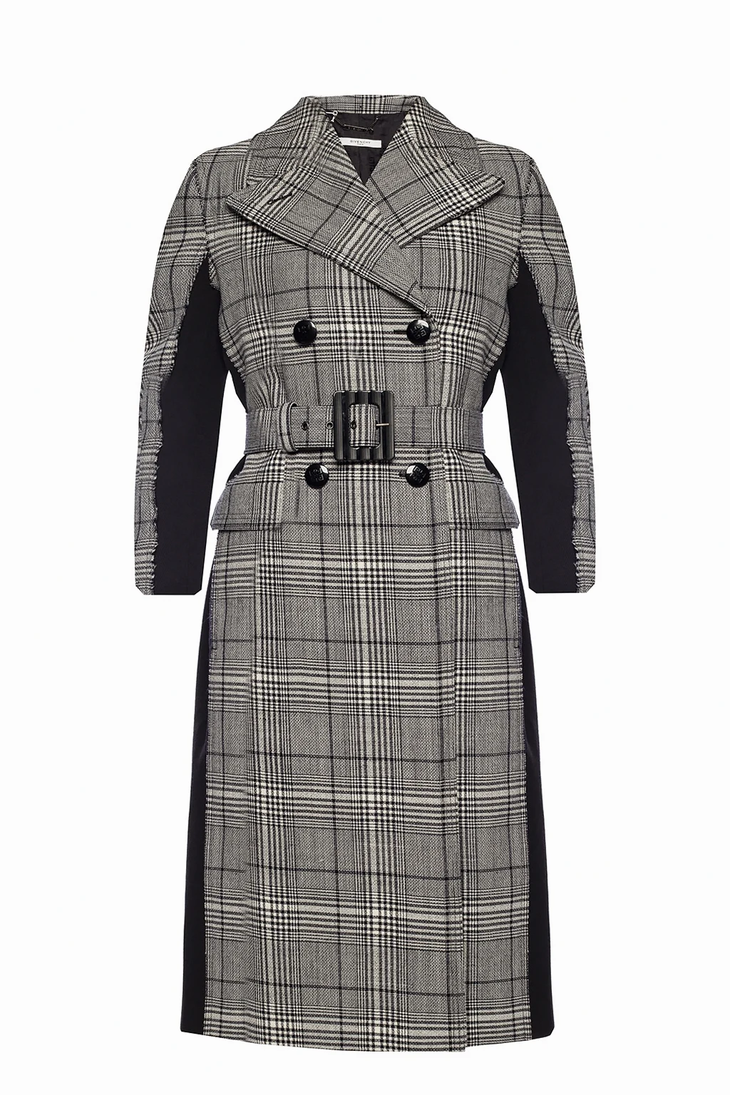 Checked double-breasted coat
