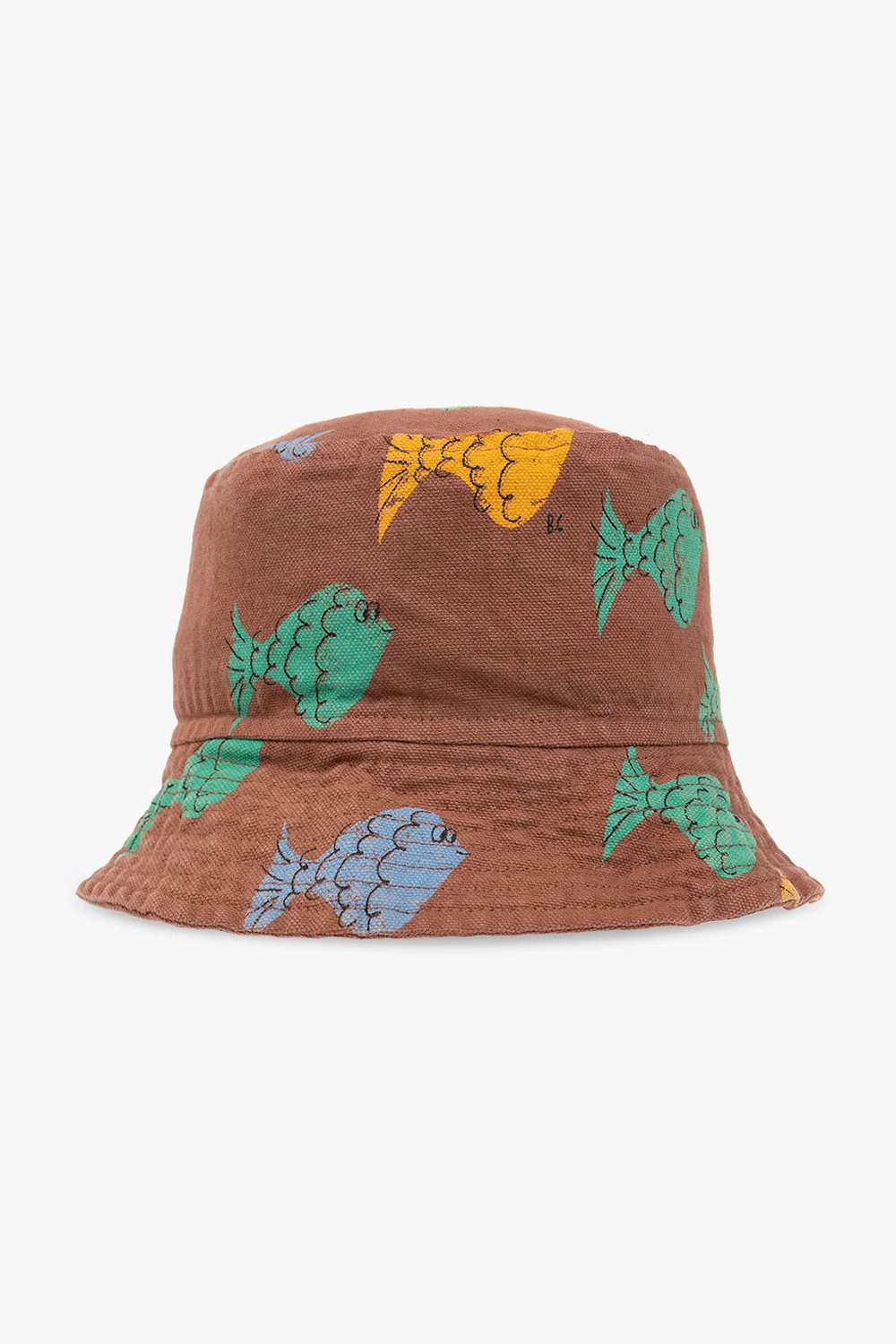 BROWN Bucket hat with fish pattern