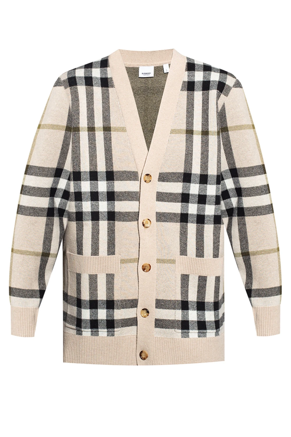 beige Checked cardigan