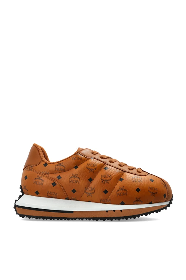 BROWN Leather monogram sneakers