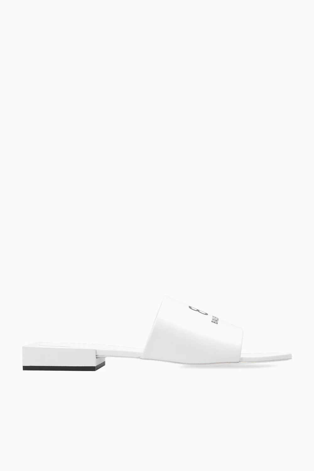 Leather mules with logo