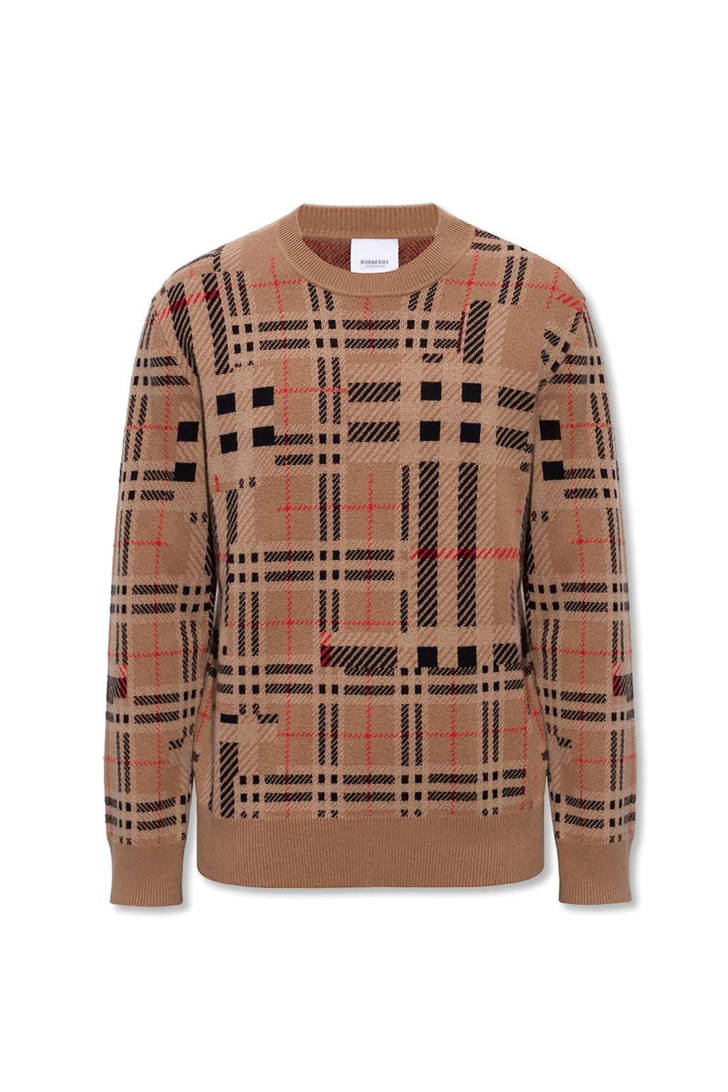 beige Checked sweater
