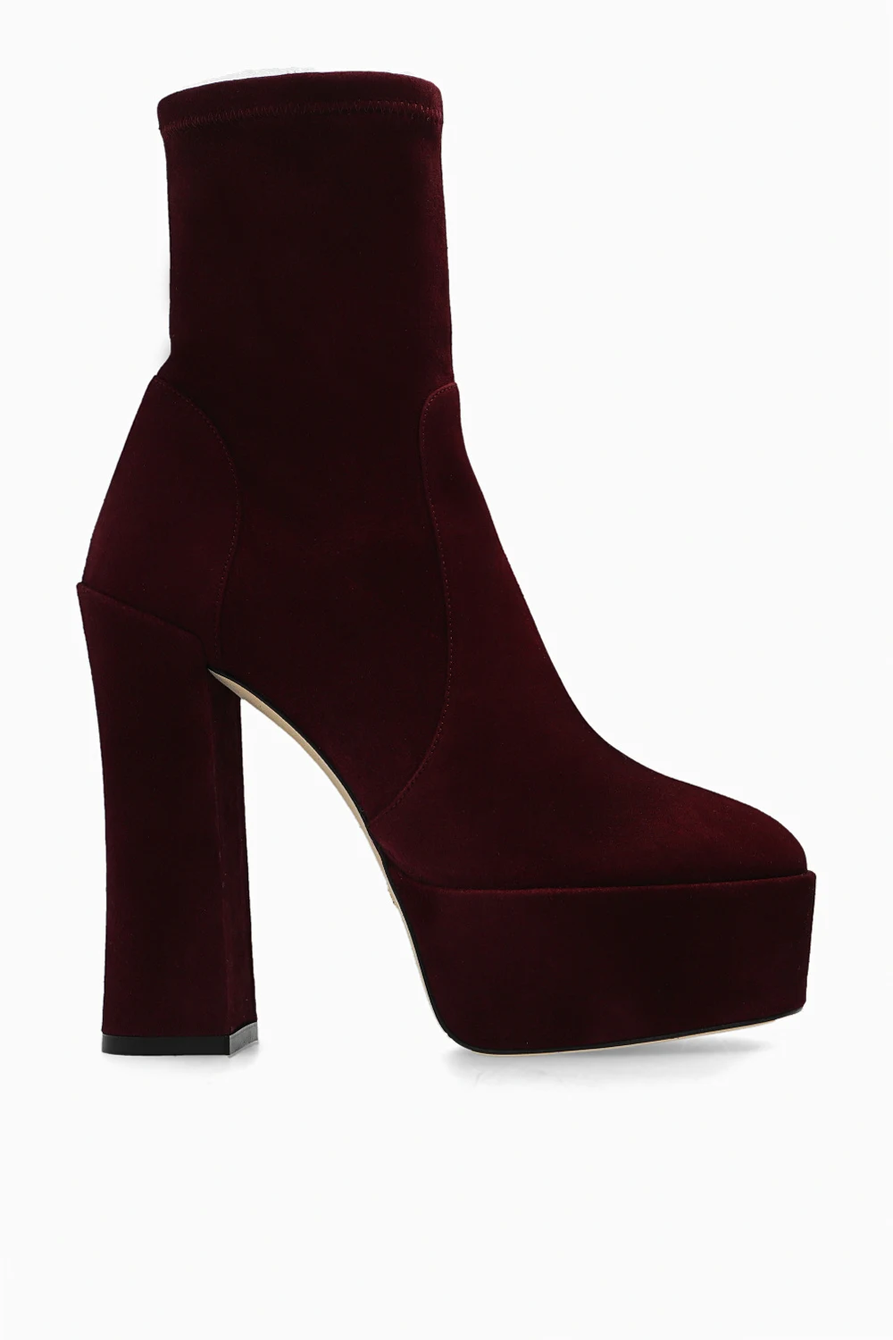 BURGUNDY ‘Skyhigh’ suede platform ankle boots