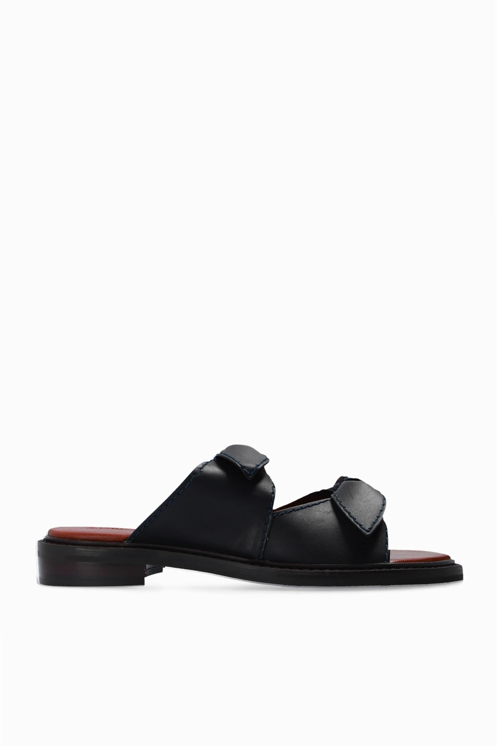 Leather slides with logo