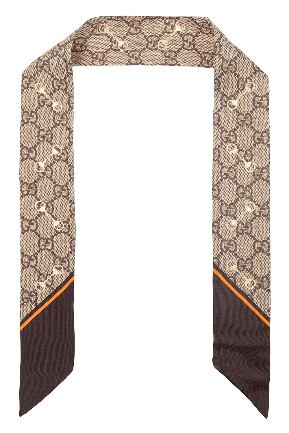 beige Patterned silk scarf