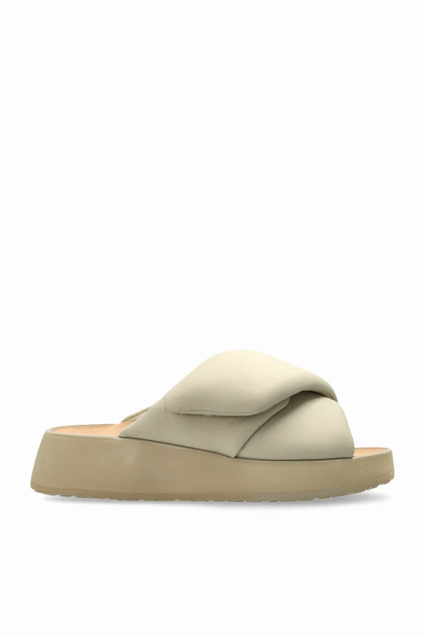 cream ‘THEDA CROSS STRAP’ slides