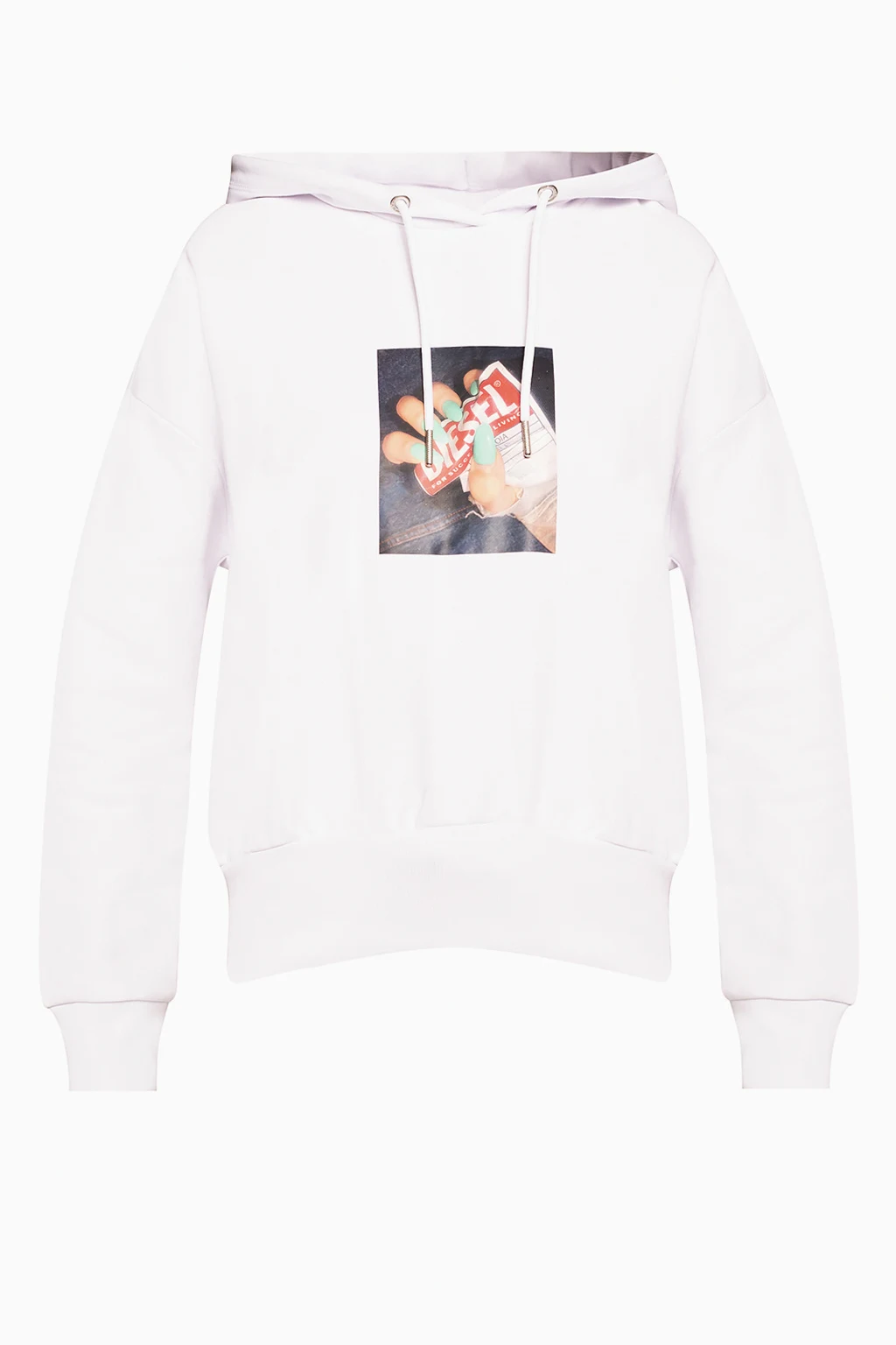WHITE Logo-printed hoodie