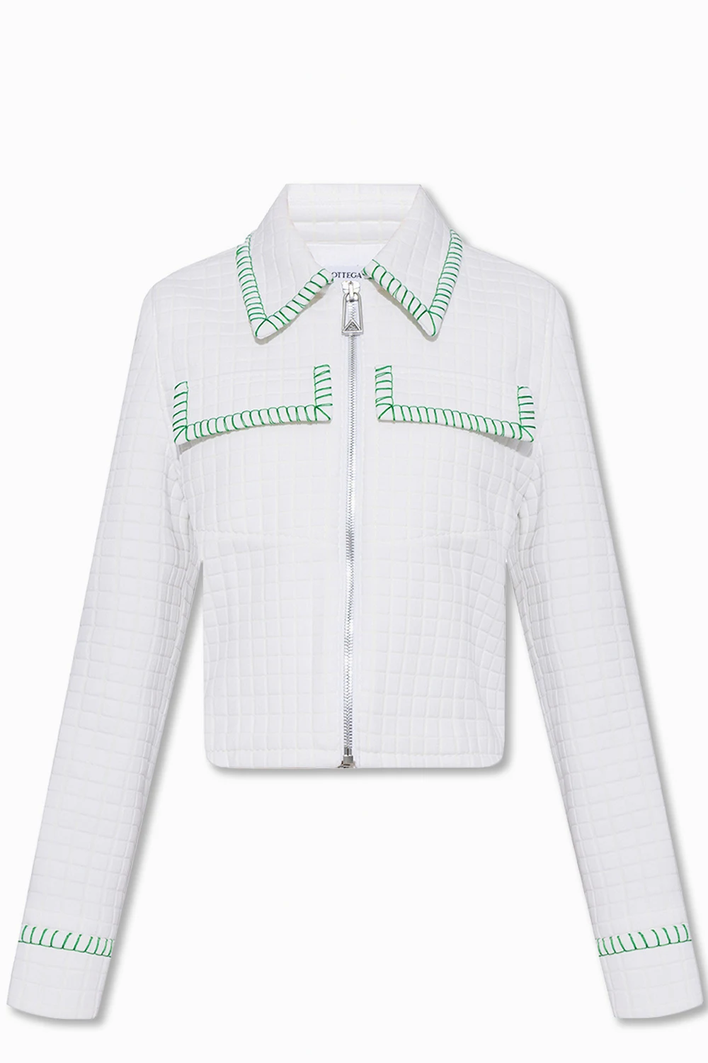 Jacket with overlock stitching